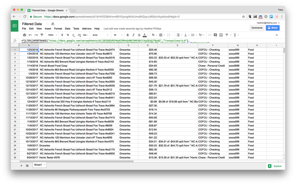 Filtered data