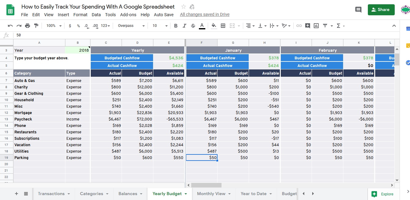 How To Easily Track Spending With A Google Spreadsheet - Tiller