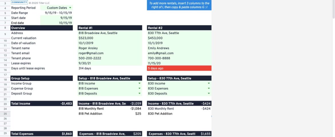 Rental Property Spreadsheet rental property spreadsheet