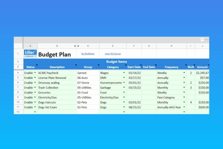 New Budget Plan Templates For Google Sheets And Microsoft Excel - Tiller