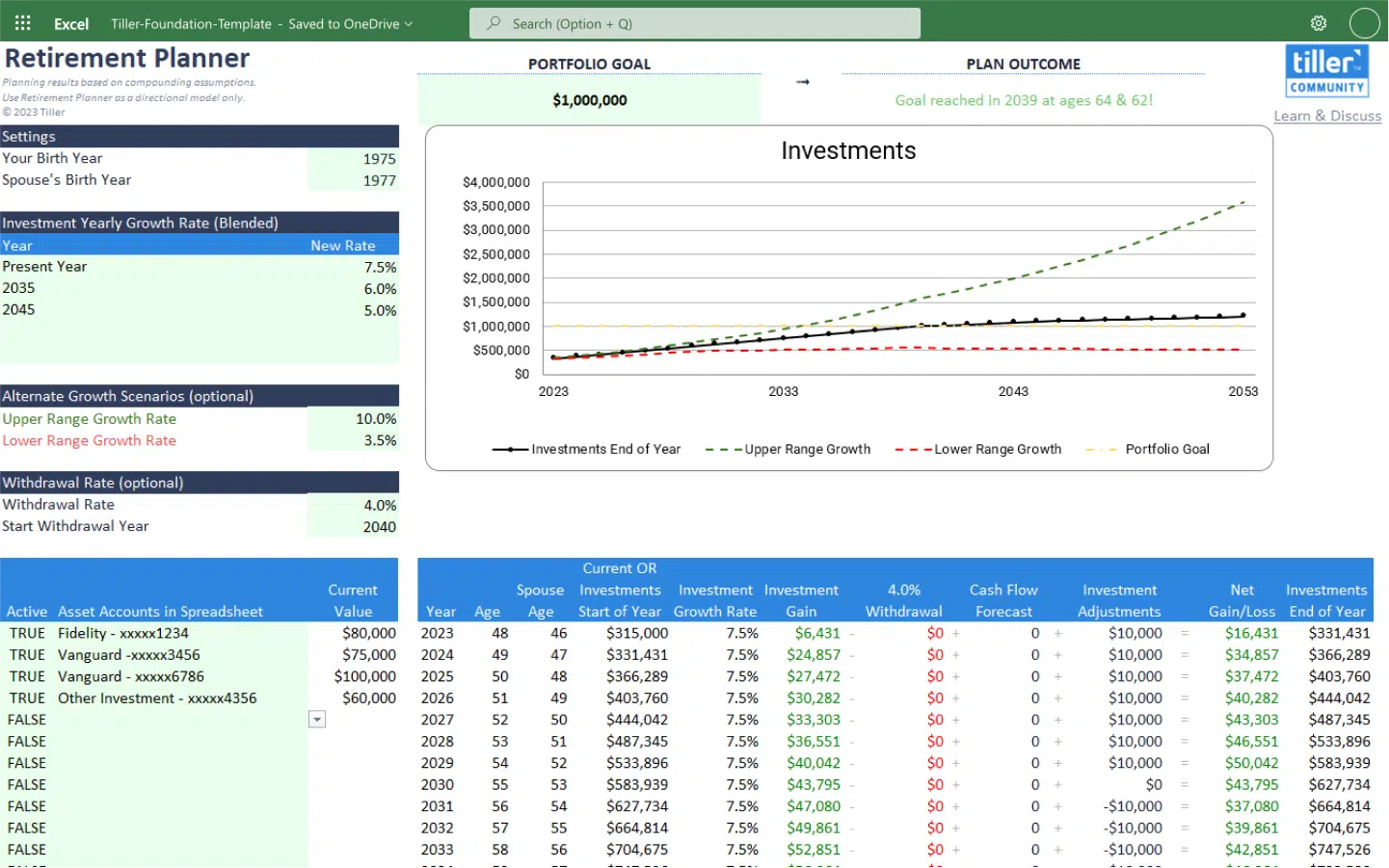 Retirement Planner Spreadsheet Retirement Planner Spreadsheet