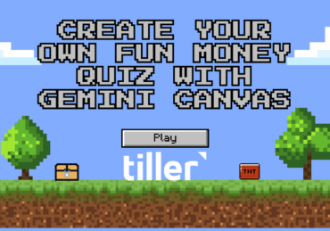 Game show background to create your own fun money quiz with Gemini Canvas