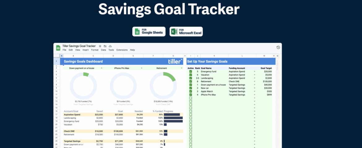 Tiller Savings Goal tracker