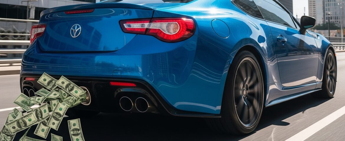 car with money out the tailpipe