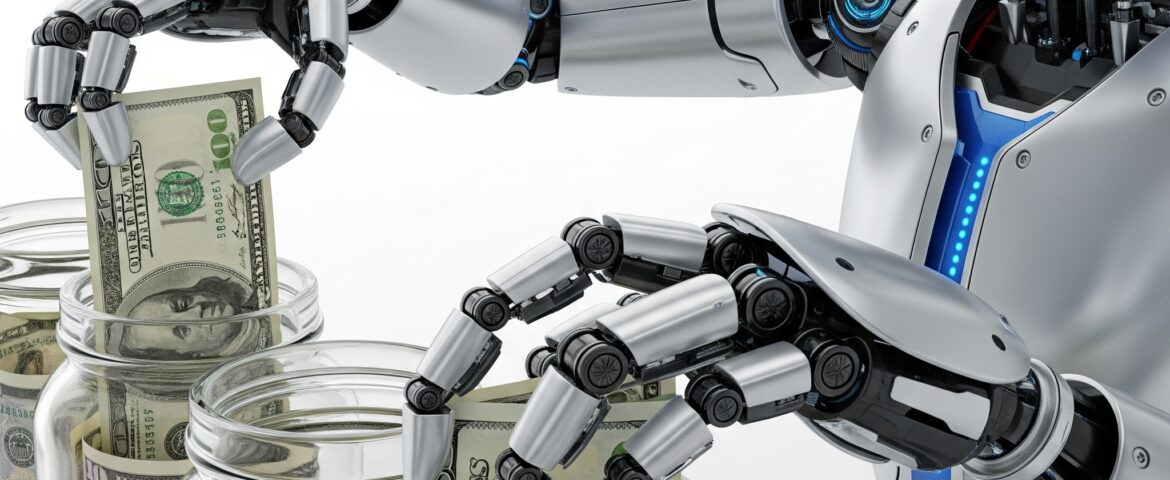 robot putting money in jars