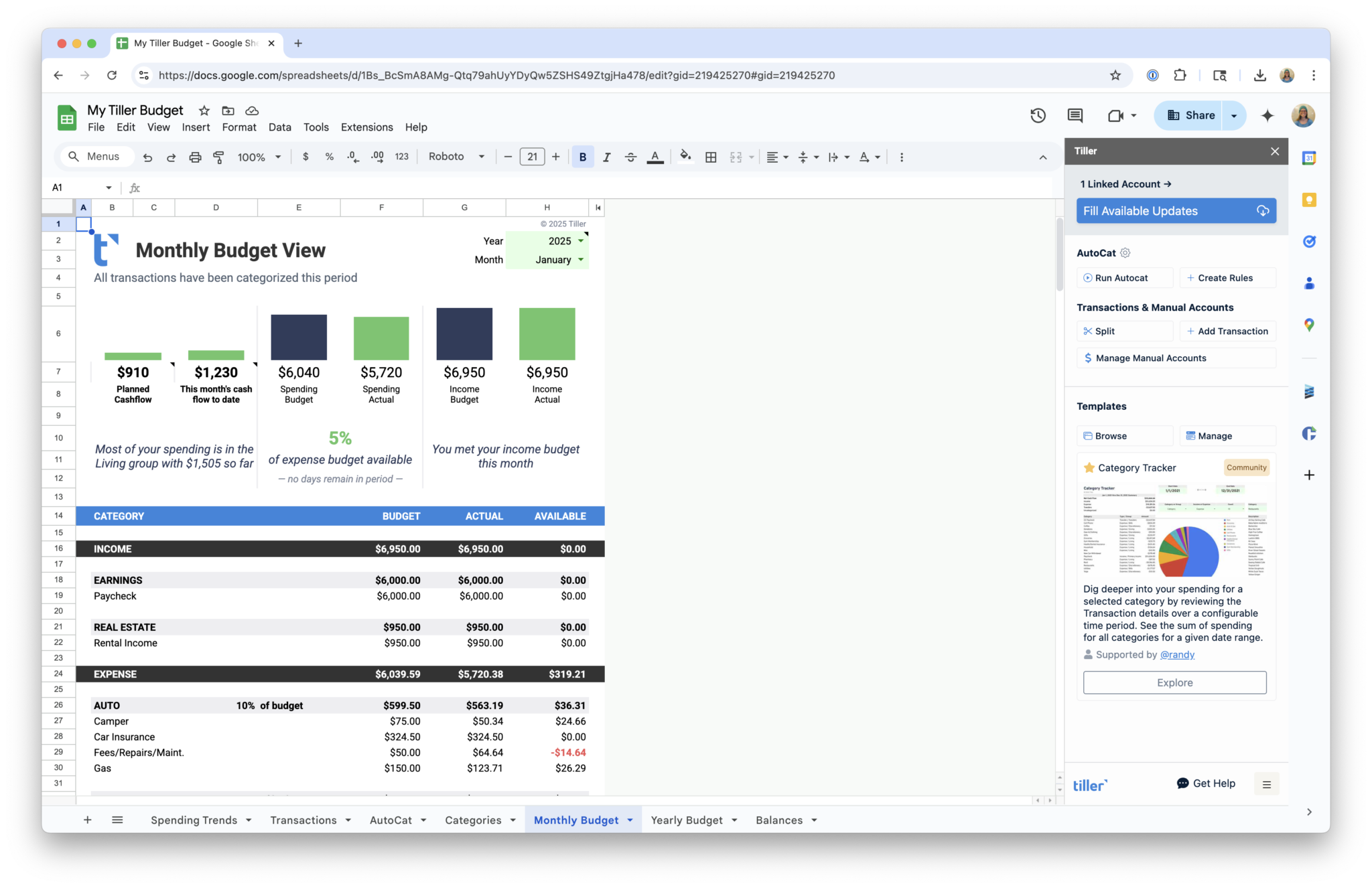 How To Track Your Budget In Google Sheets - Tiller