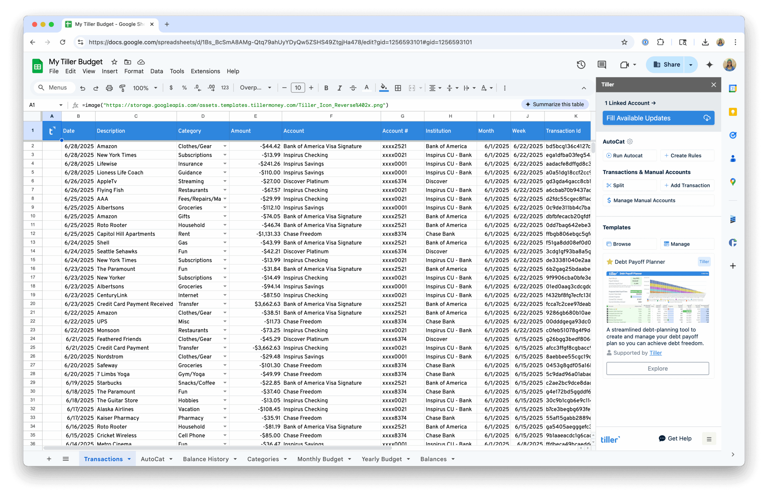 sheets txns main scaled How to Run Your Entire Budget Automatically in Sheets