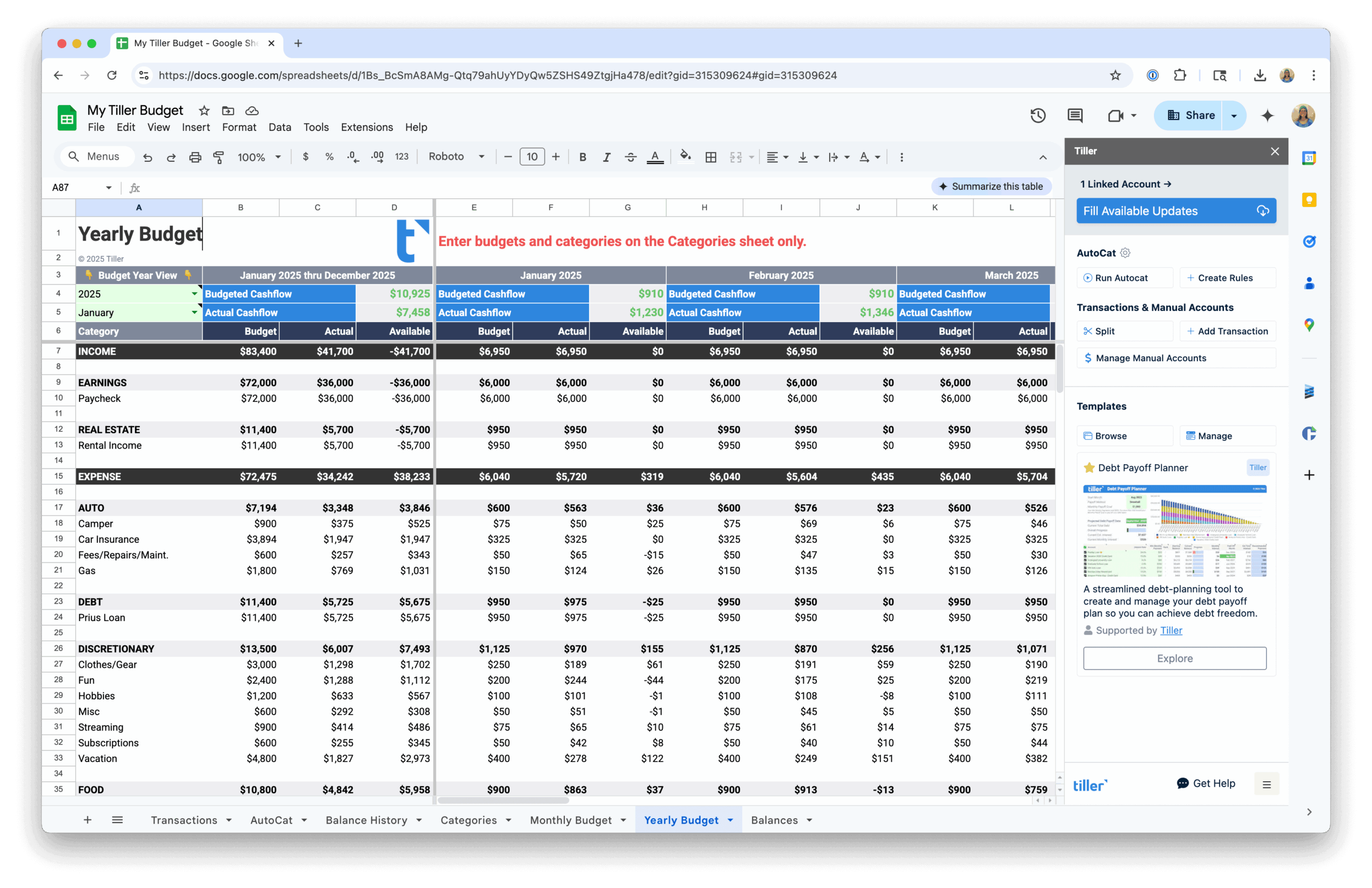 sheets yearly main 1 scaled Tiller vs Budgeting Apps Looking at the Bigger Picture