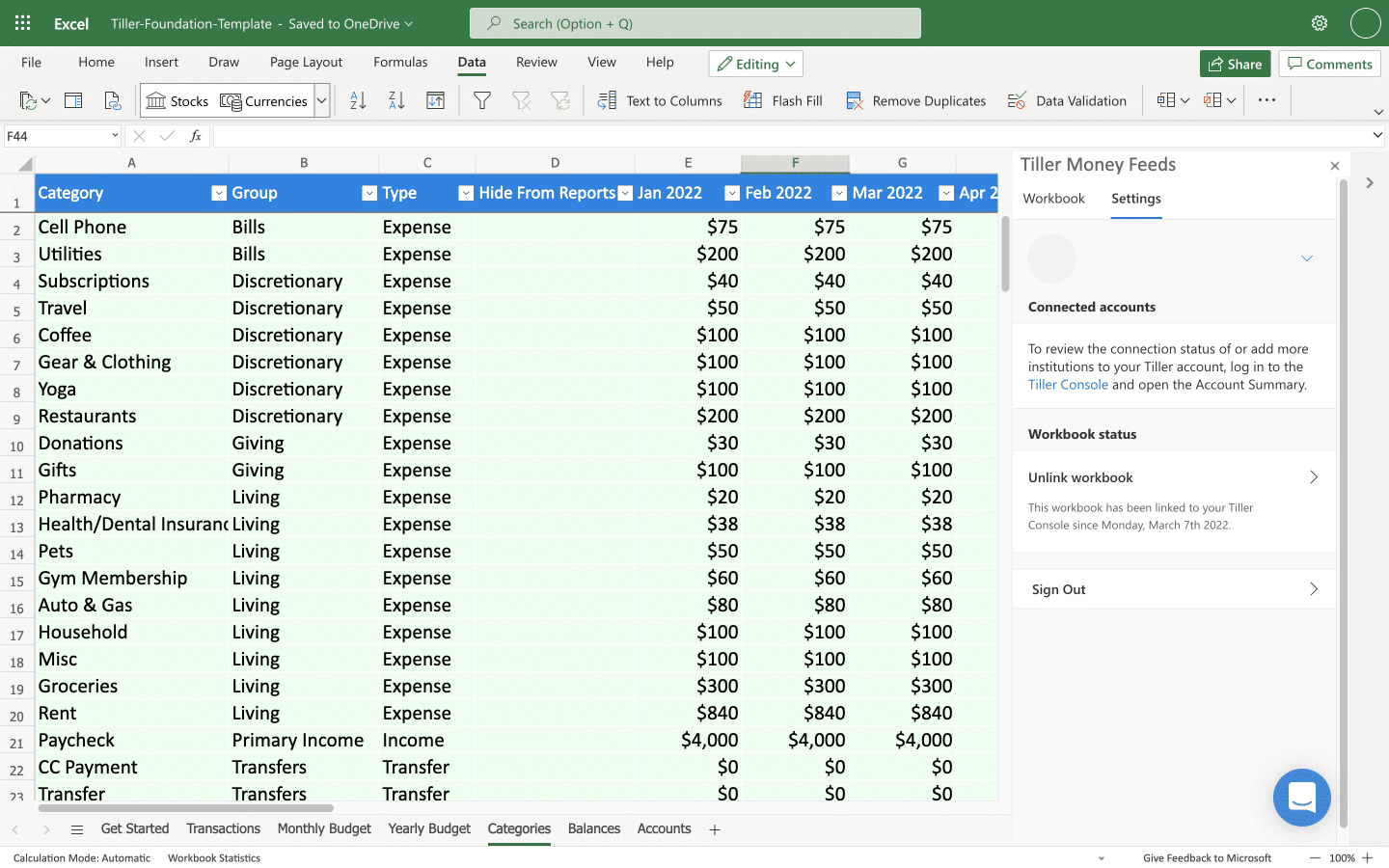 Categories Excel 1 Categories Excel 1